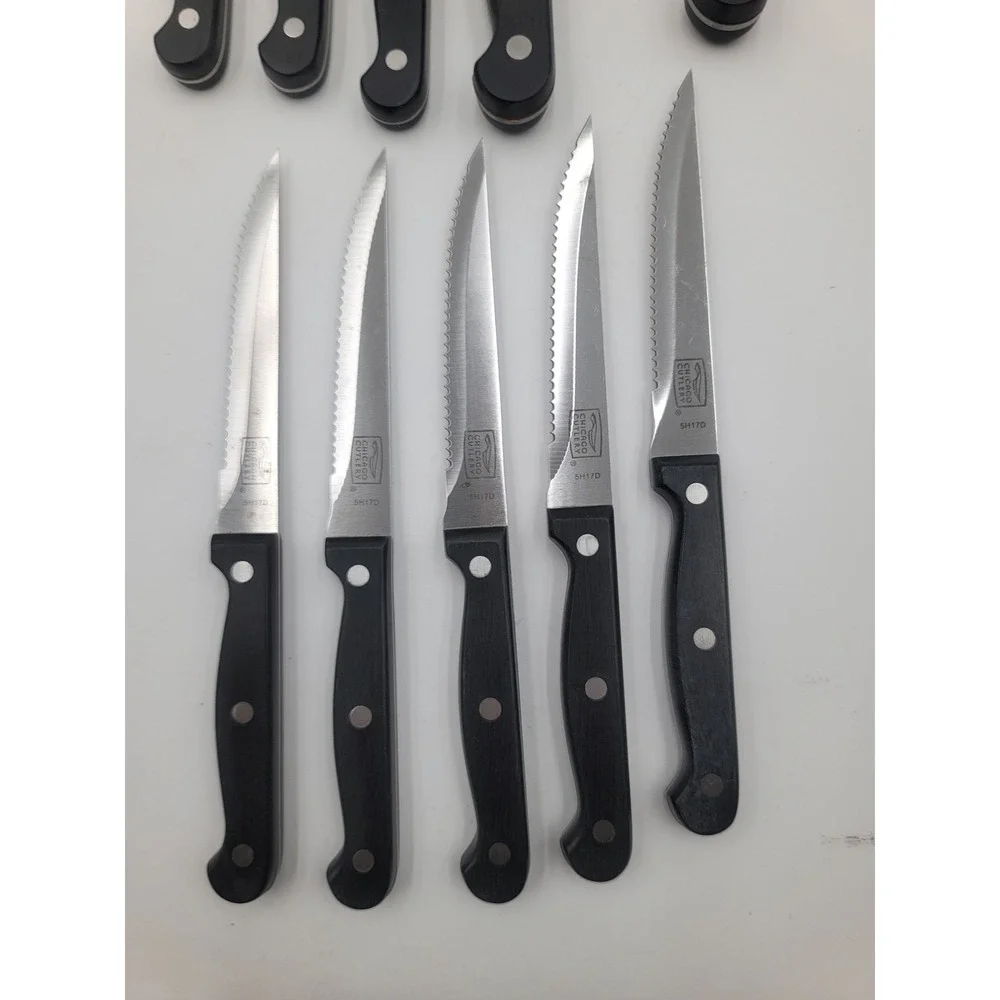 Chicago Cutlery 12 Piece Knife Block‎ Set 5H17D Stainless Steel Black Handles